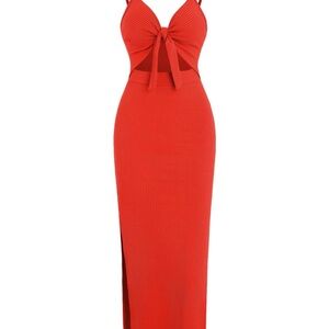 Red Sleeveless Bodycon Cocktail Dress